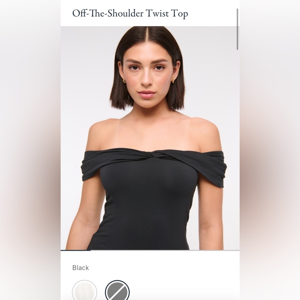 NWOT abercrombie and fitch off the shoulder twist top black XXS